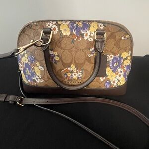Coach Brown and Purple Floral Crossbody Bag